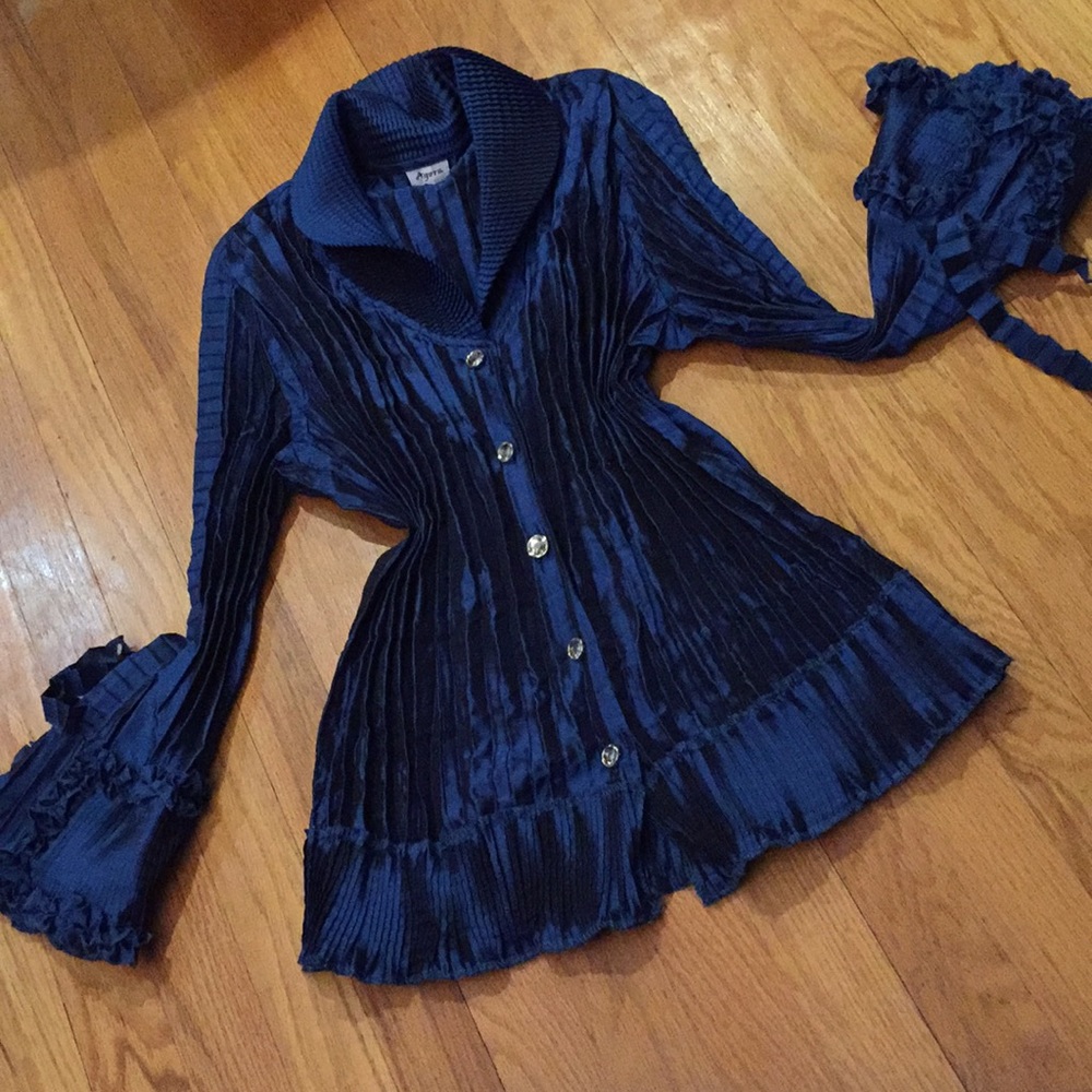 Agora jewel tone teal/midnight w/crystal buttons